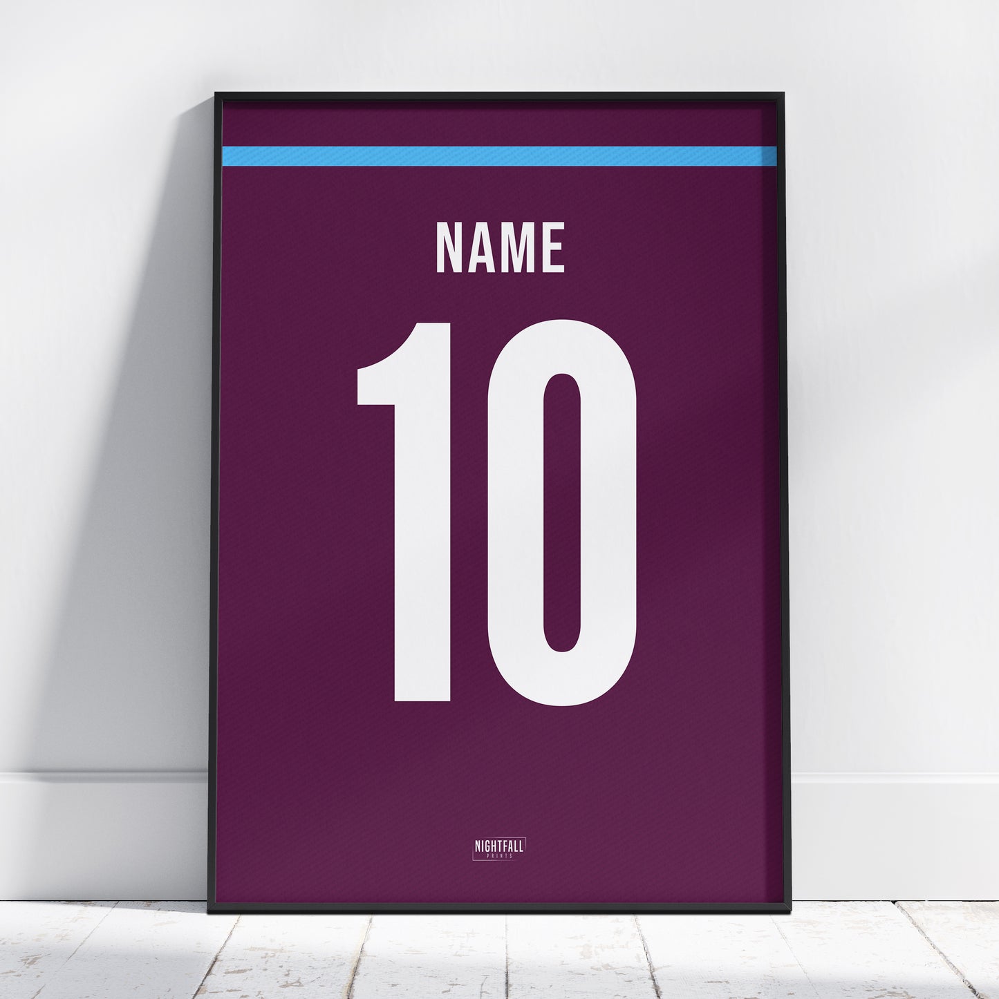 Personalised Football Shirt Poster - Deep Claret & Blue | Football | Poster