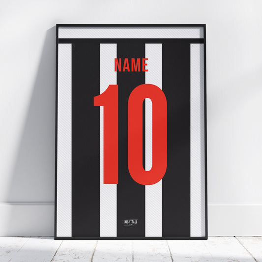 Personalised Football Shirt Poster - White & Black Striped | Football | Poster