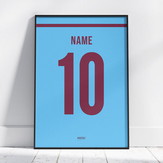 Personalised Football Shirt Poster - Blue & Claret | Football | Poster