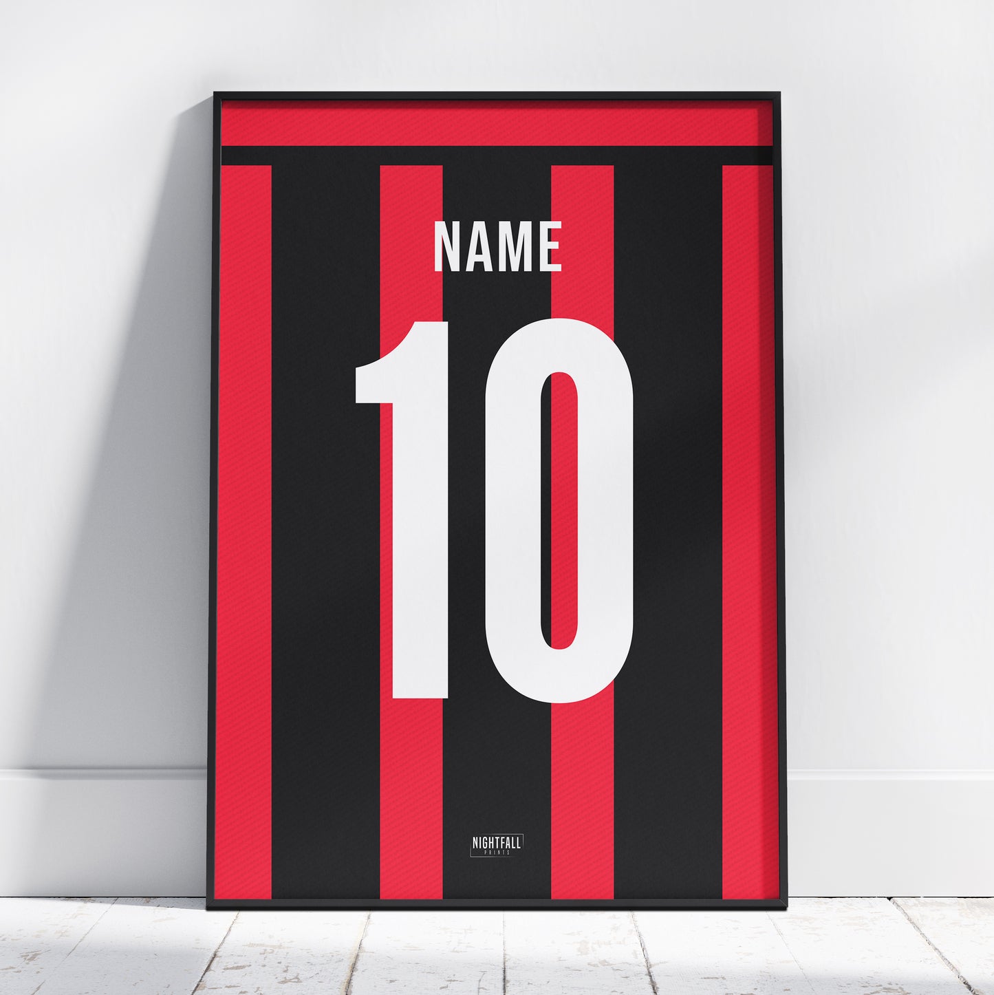 Personalised Football Shirt Poster - Red & Black Striped | Football | Poster