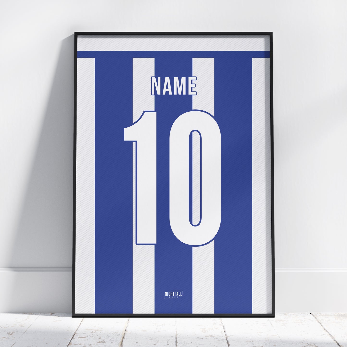 Personalised Football Shirt Poster - Blue & White Striped | Football | Poster