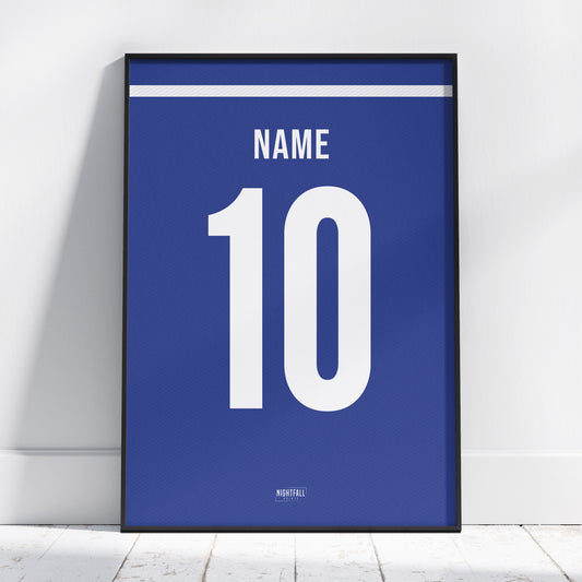 Personalised Football Shirt Poster - Blue & White | Football | Poster