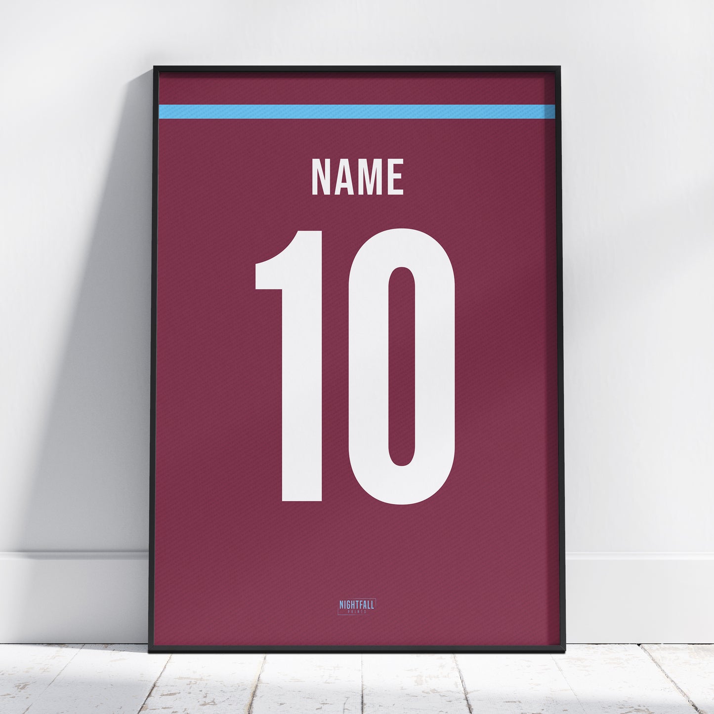 Personalised Football Shirt Poster - Claret & Blue | Football | Poster