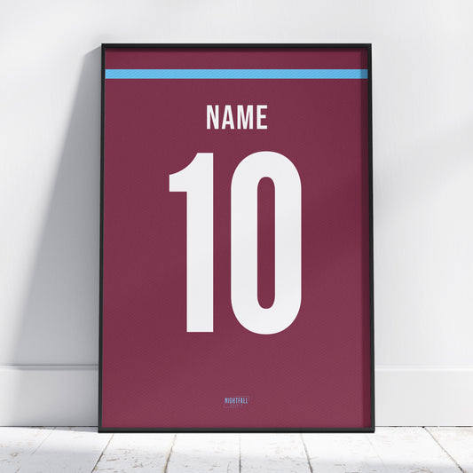 Personalised Football Shirt Poster - Claret & Blue | Football | Poster