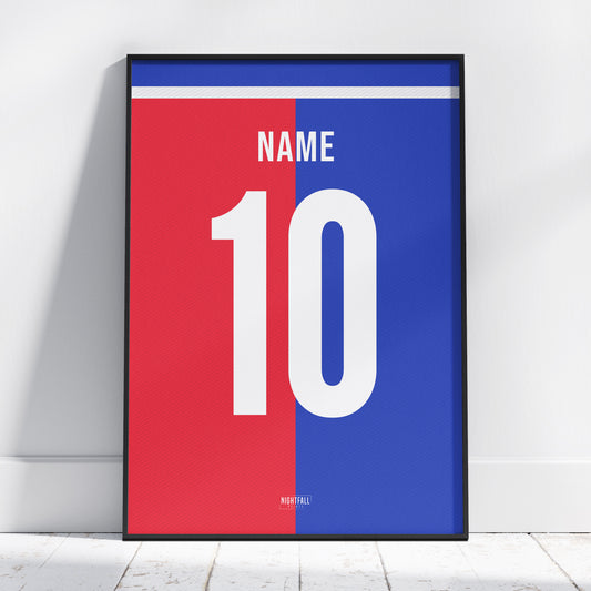 Personalised Football Shirt Poster - Red & Blue Halves | Football | Poster