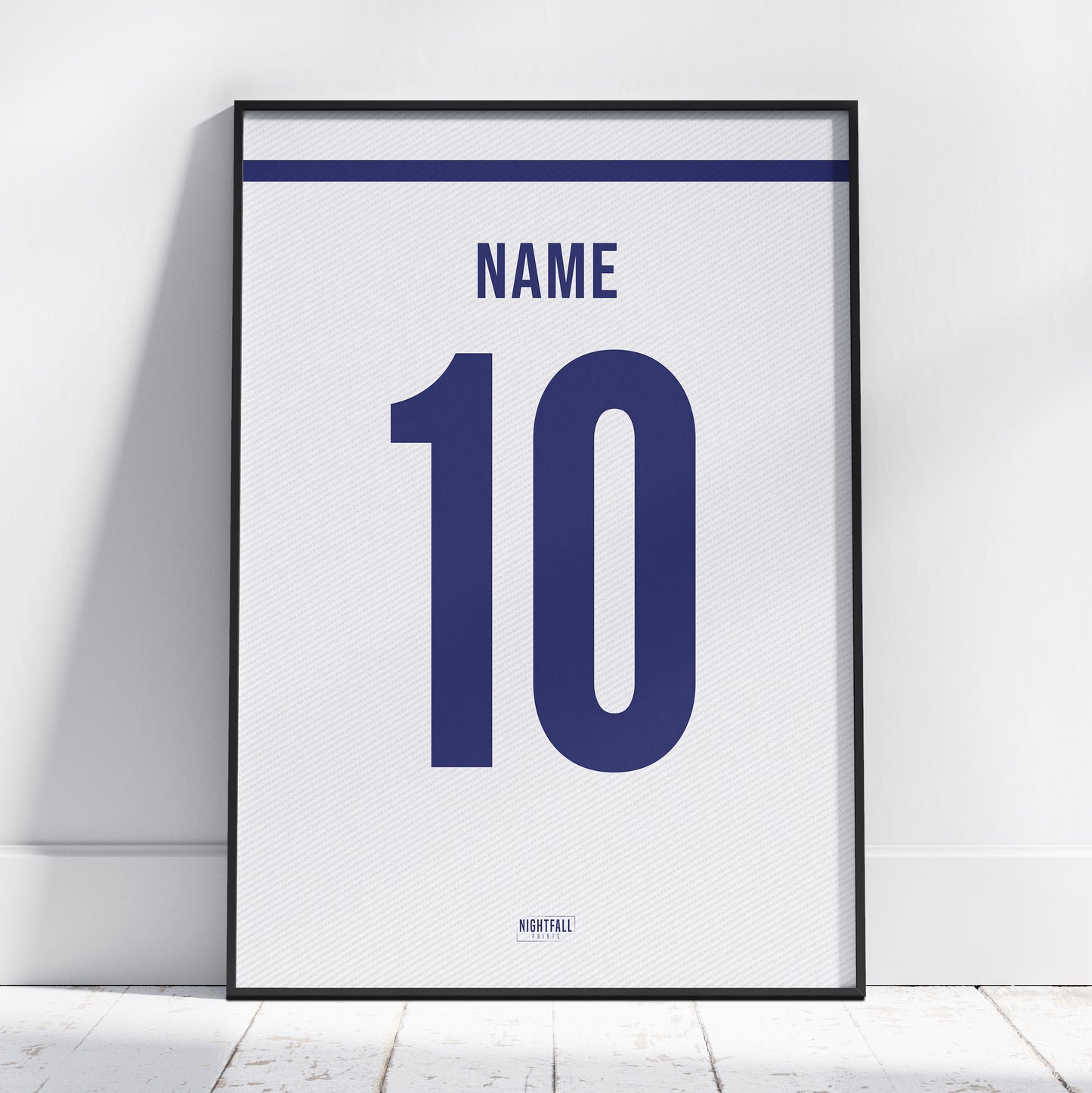 Personalised Football Shirt Poster - White & Blue | Football | Poster