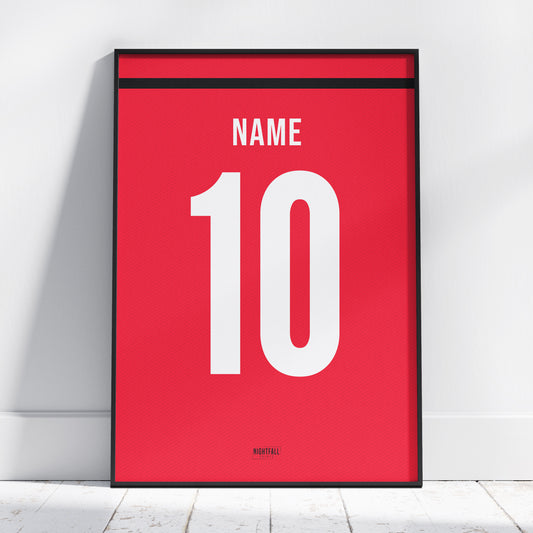 Personalised Football Shirt Poster - Red & Black | Football | Poster