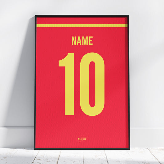 Personalised Football Shirt Poster - Red & Yellow | Football | Poster