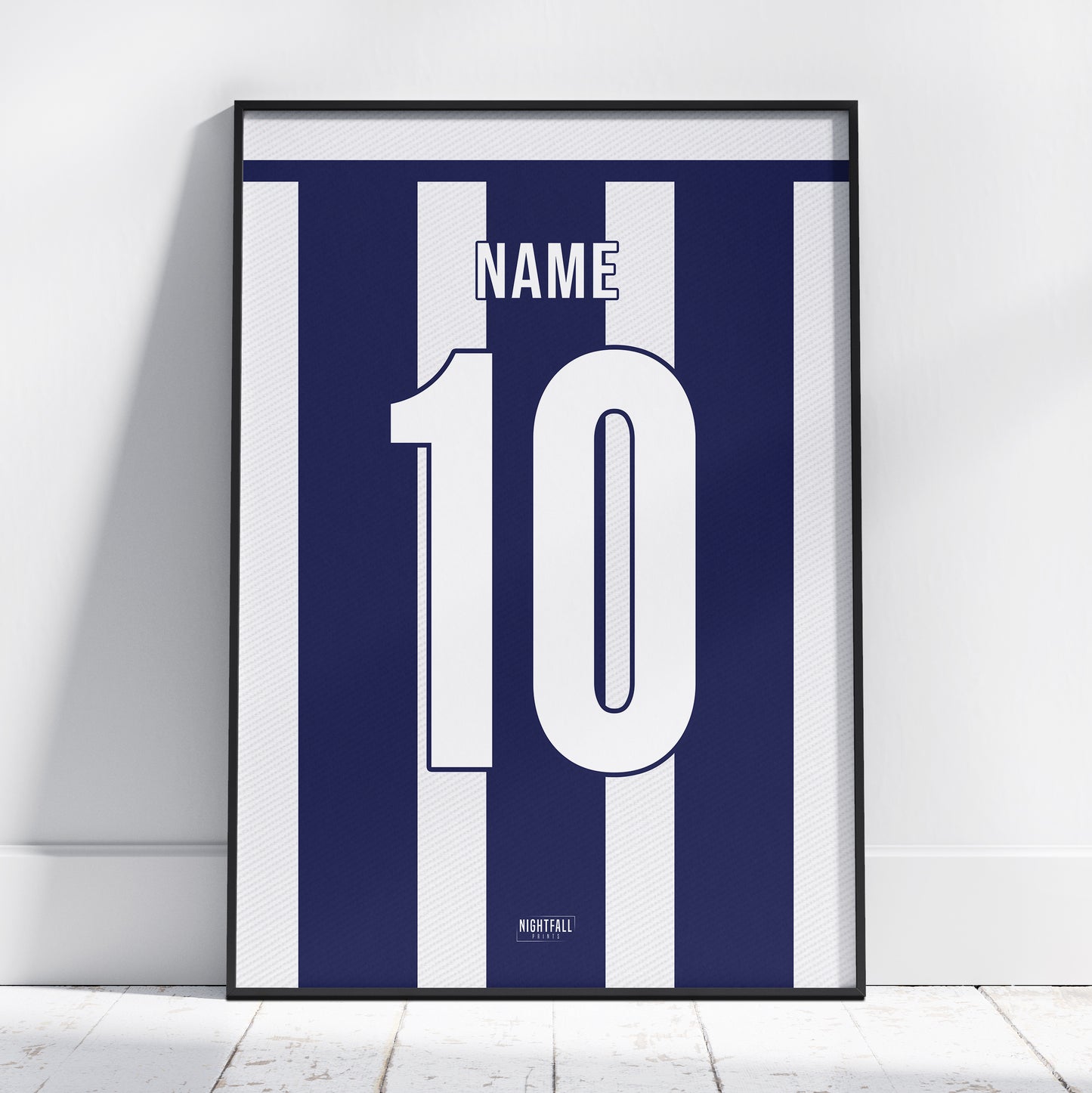 Personalised Football Shirt Poster - Dark Blue & White | Football | Poster