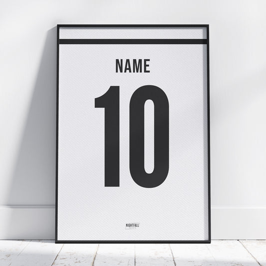 Personalised Football Shirt Poster - White & Black | Football | Poster